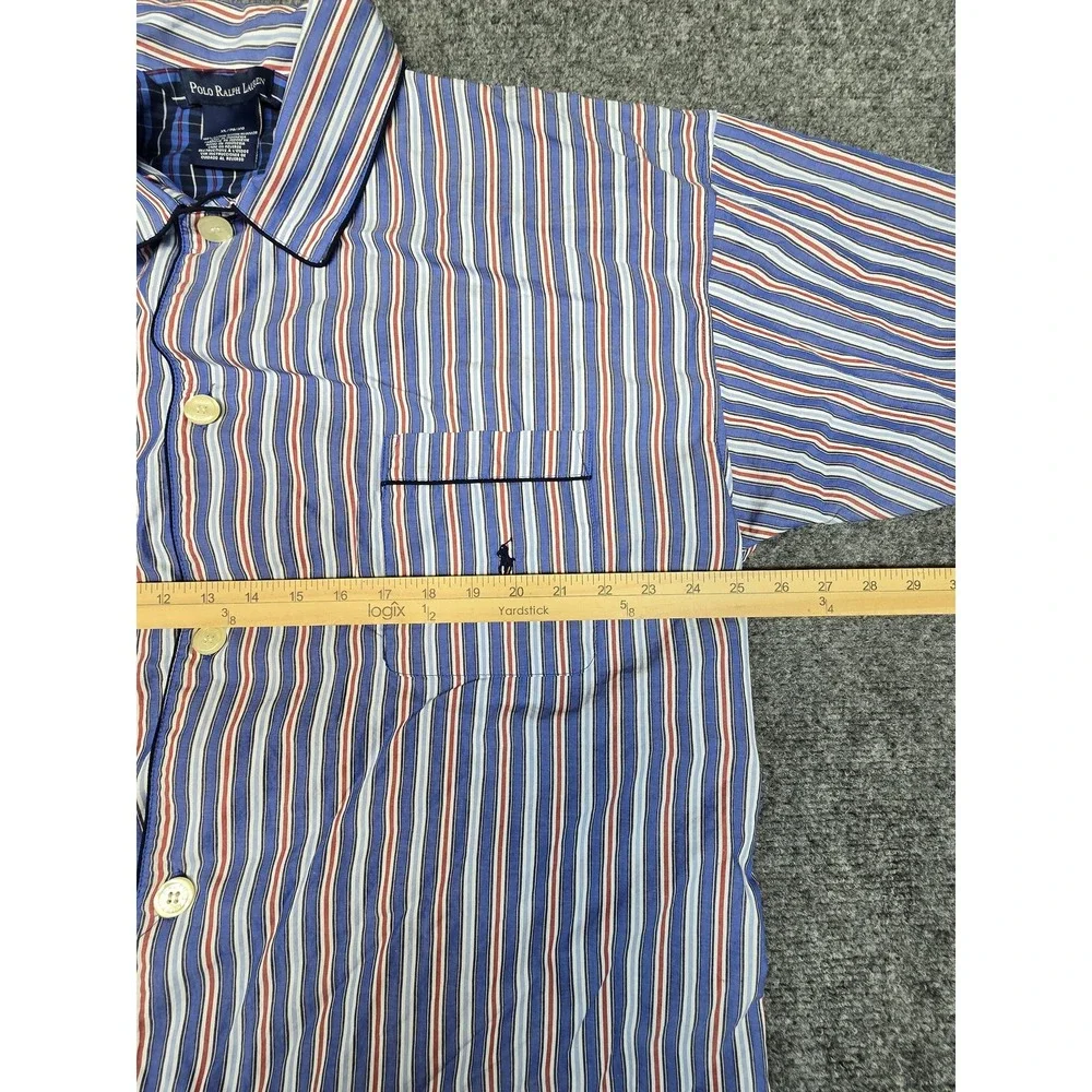 Polo Ralph Lauren Sleepwear Shirt Mens XL Vertical Stripes Large Buttons Cotton